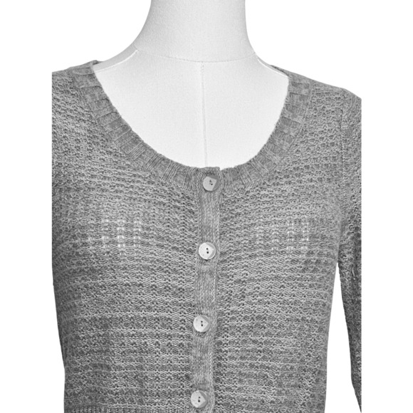 Sparrow Anthropologie Gray Button 3/4 Sleeve Cardigan Small Boho Cottagecore - Picture 3 of 8